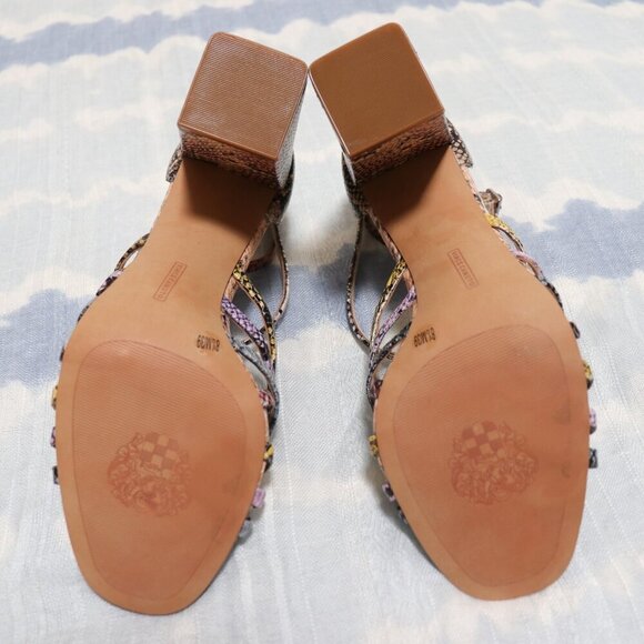 Vince Camuto WINIVEY Strappy Block Heel Sandals 8.5 Multicolor Snake Print - Picture 4 of 11